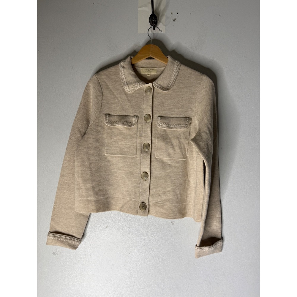 Seanne Betty cardigan textured beige crochet knit detail size small